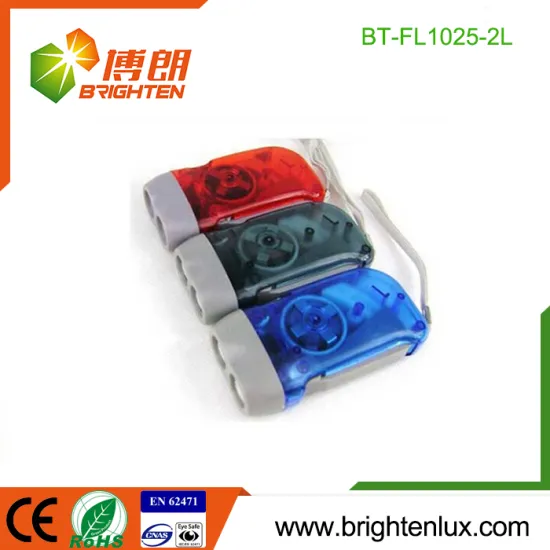Factory Bulk Sale AG10 Button Cell Used Plastic Promotional Cheap Best Hand Cranking 2 led Dynamo led Flashlight