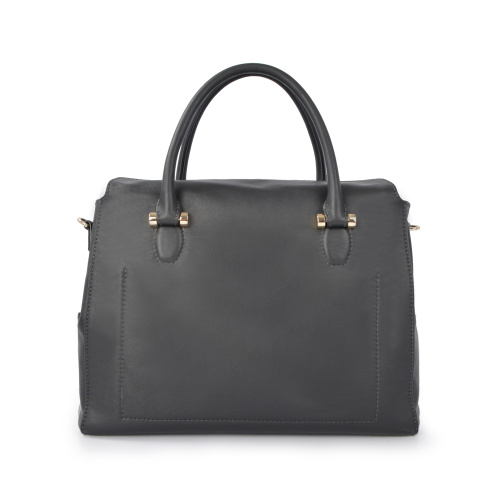 Grand sac fourre-tout en cuir véritable noir pour femme