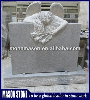 White marble&granite girl tombstone design