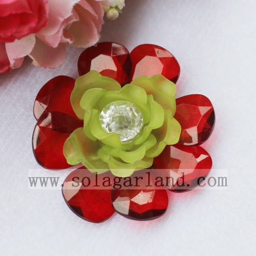 Fleurs artificielles en perles acryliques de 53 mm avec centre de diamant