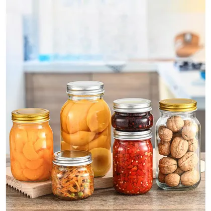 Custom Round Empty Glass Food Jars - Wholesale Mason Jars with Wide Mouth