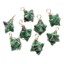 Ruby Zoisite Merkaba Star Pendants for Necklace Jewelry