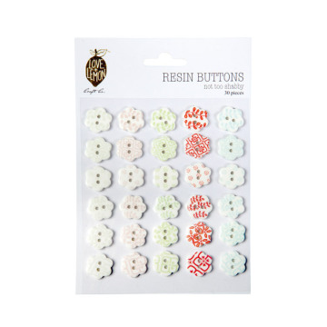 30PCS Assorted 2-Holes Handcraft Textured Resin Mini Buttons: Packaged Craft Supplies for DIY Projects