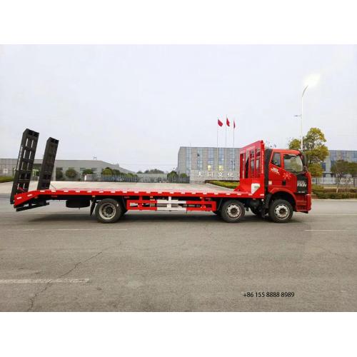 FAW self loading excavator transport low bed truck