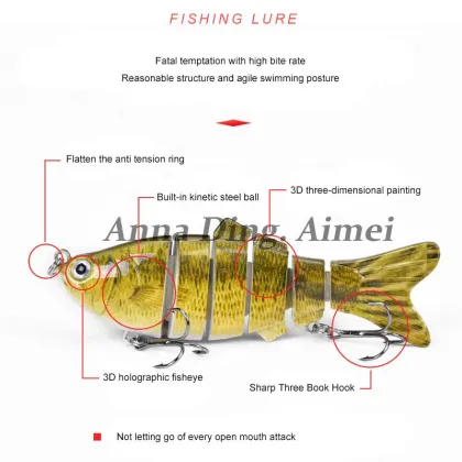 Lifelike Plastic Multi-Jointed Wobbler Swim Bait Fishing Lures