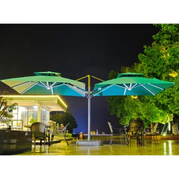 Modern Waterproof Beach Umbrella with LED Light and Safe Packaging for Outdoor Use