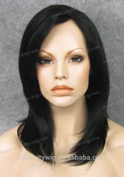 Wholesale Price Synthetic Lace Front Wig Medium Length 14 inch Silky Straight Texture Heat Resistant Fiber Synthetic Wigs