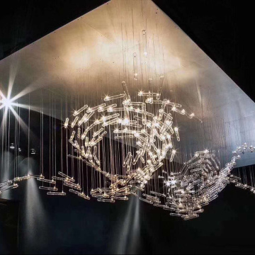 Nouvelle lampe de lustre cylindrique en cristal de lobby créatif