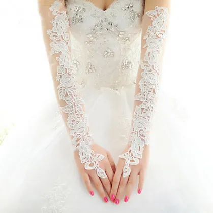 Lace Long Fingerless Wedding Accessory Bridal Party Wedding Gloves (Dream-100088)
