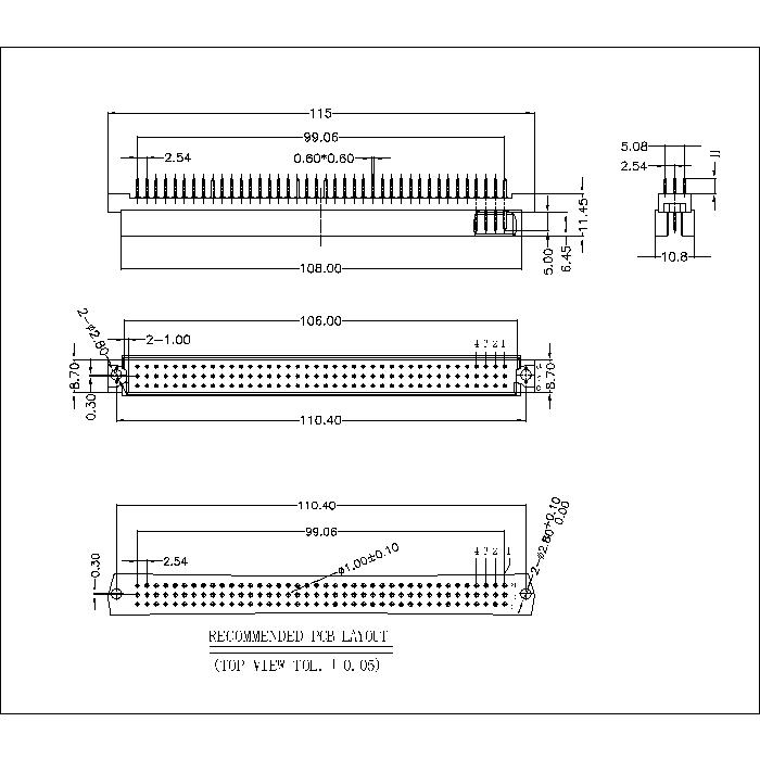 DMS-120-XJX-503 DIN 41612 Vertical Plug Type R Connectors 120 Positions