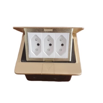 Golden Brass IP44 IP-rated Pop-Up Floor Socket with 3 Gang Connection in Brazil Kitchen Style