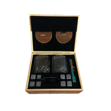 Custom Logo Whiskey Glasses & Granite Stones Gift Set for Bars