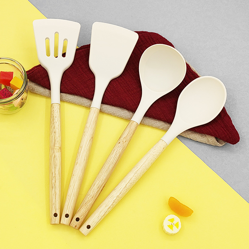 Wooden Handle Silicone Spatula Set