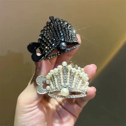 High-Grade Rhinestone Ponytail Clip - Queen Crown U-shaped Hairpin