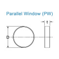 Ventana plana y paralela (BK7A, sílice fusionada, CAF2)