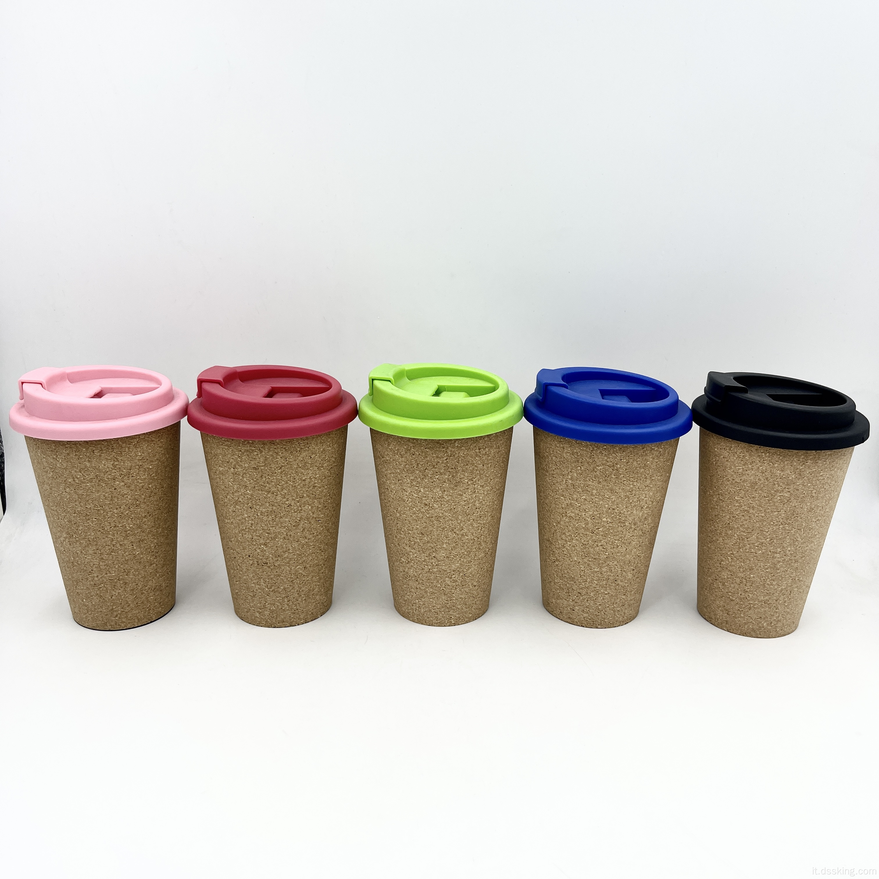 Logo personalizzato riutilizzabile eco-friendly BPA Cucio di caffè in sughero gratuito da 16 once con coperchio