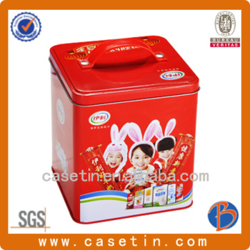Hot sale blank empty tin box with handle