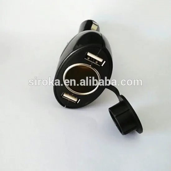Dual 5V 1A 2 USB charger adapter with one car cigarette socket