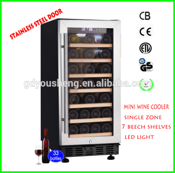 Small Size Wine Cooler for Home Use USF-33S Single Zone 80L 33 Bottles No Noise Wine Cooler