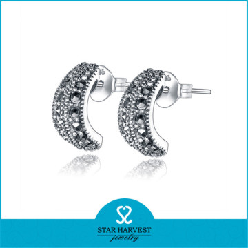 Quality Factory Women and Men 925 Sterling Silver No Hole Earring