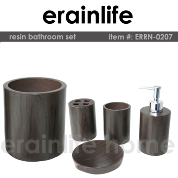 5pcs polyresin wooden color bathroom set