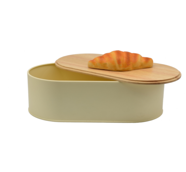 Wood Bamboo Lid Steel Metal Steel Bread Box