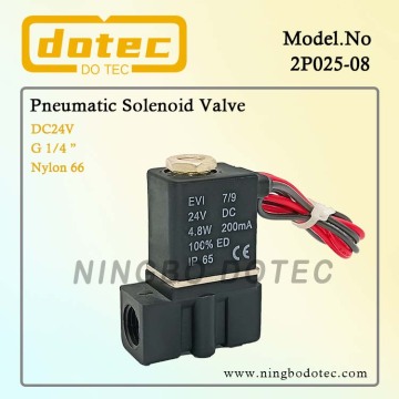2P025-08 1/4 '' NC Injap Solenoid Pneumatic Langsung Nylon