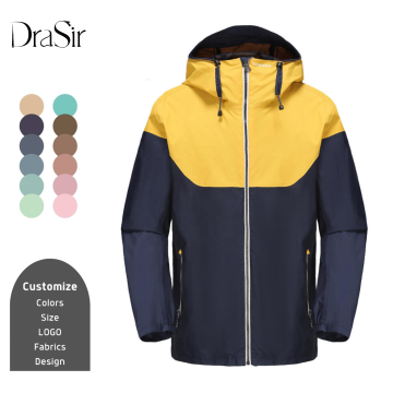 Latest Men's Waterproof Outdoor Patchwork Jacket - Lightweight Windproof Polyester Sports Jacket