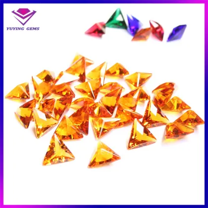 Big Size 20x20mm Golden Shinning Jewelry Decoration Triangle Shape Glass Stone