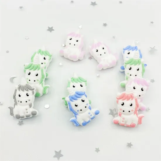 10/20pcs unicorn silicone baby beads cartoon animal DIY pacifier dummy sensory jewelry gift toy accessory teething pearl