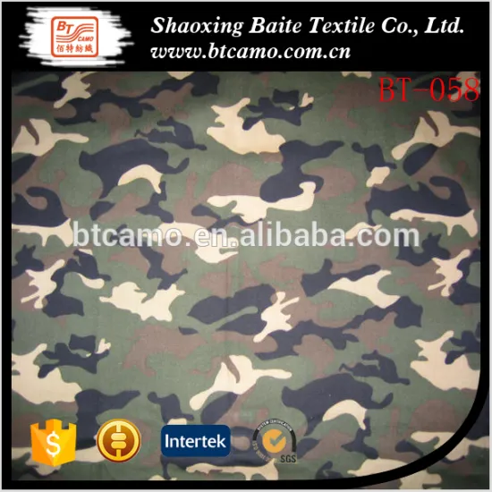 100% cotton brushed twill woodland camouflage fabric