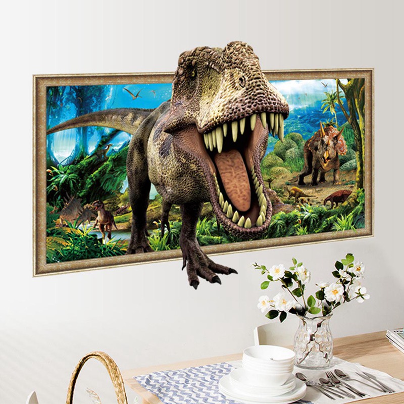 Products Cool 3D Dinosaur Floor Wall Sticker Removable Vinyl Art Home Decal DIY For Gift Accessories Home
