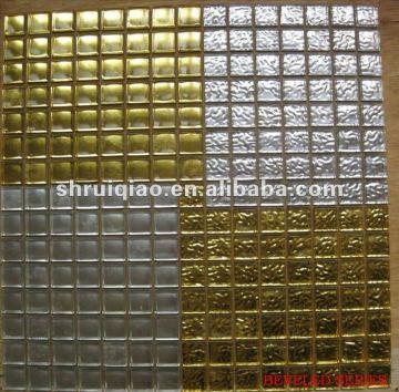 Backsplash decorative gold flower metal mix glass mosaic tile