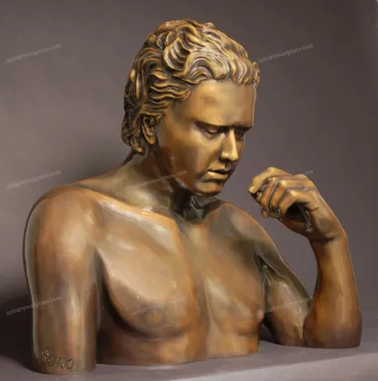 Custom metal craft famous bust bronze marquis de lafayette bust sculpture replica