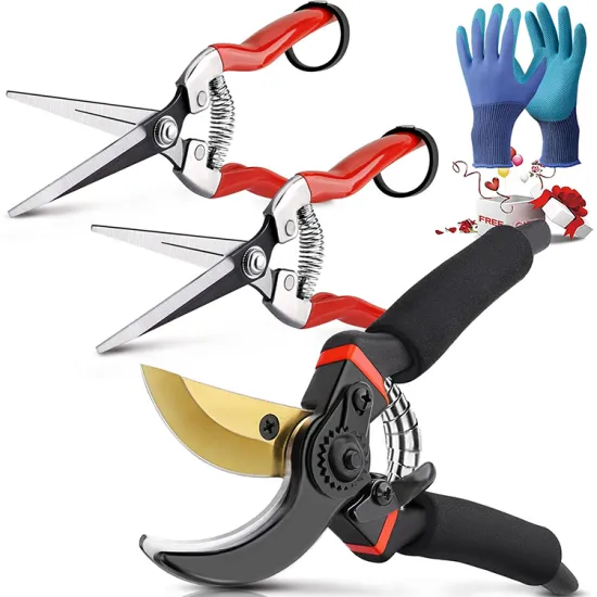 Stainless Steel Garden Pruning Shears Set with Soft Grip Handle: Perfect Gardening Gift for Women and Men