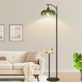 Green flower shade adjustable height shelf floor lamp