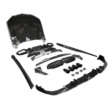 New LD design body kit for BMW F96 X6M carbon fiber front bumper lip rear diffuser side skirt engine hood X6