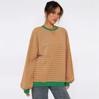 2024 Women's Loose Casual Striped Sweatshirt
