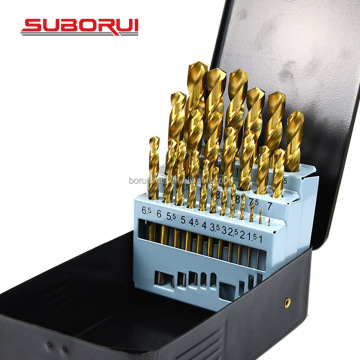 SUBIRUI DIN338 High Speed Steel HSS M2 4341 4241 Titanium 25pcs Set - HSS Drill Bits for Metal & Stainless Steel