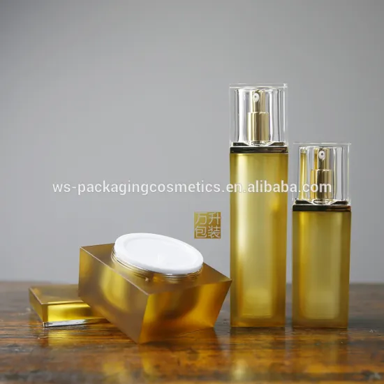 Luxury Square Frosted Gold Acrylic Face Cream Jar
