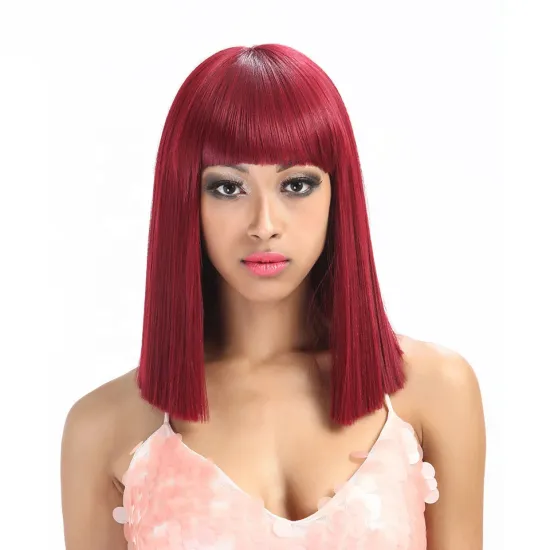 Wholesale 14 inches Blonde Wigs 7 kinds of Color Short Bob Straight Hair Heat Resistant Fiber Wig Synthetic hair Wigs For Women