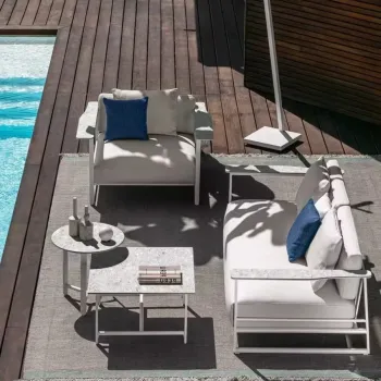 Customizable Luxury White Patio Furniture Set: Aluminum Outdoor Sofa, Chairs, and Table