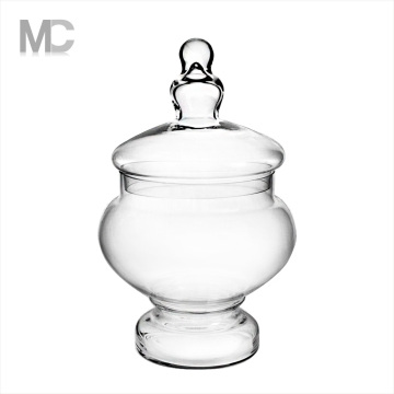 Round glass storage jar with glass lid,candy jars