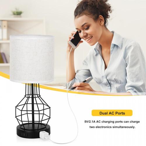 Lampes de chevet de chevet moderne avec 2 ports AC