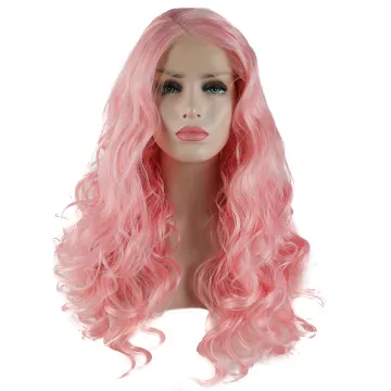 Cosplay Free parting Lace Front Wig pink curly Synthetic hair Wig Women cheap 13x4 hd Lace Front Synthetic hair Wigs for women