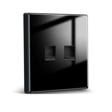 Panel pc matte hitam berkualitas tinggi uk ganda komputer cat6 socket plate