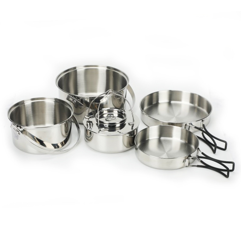 5 Piece Family Travel Cook Kit Stainless Steel