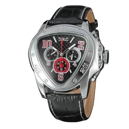 Leather Three eyes Triangle Watch Colorful Sub-dial