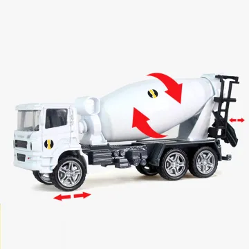 Customizable LOGO Simulation White Sliding Alloy Die-Cast Metal Model Car: Cement Mixer Truck Toy