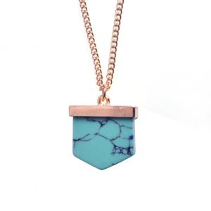 Pendentif en pierre turquoise Collier long en or